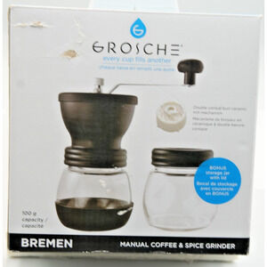 Grosche Bremen Manual Coffee & Spice Grinder Ceramic Burr with Bonus Jar